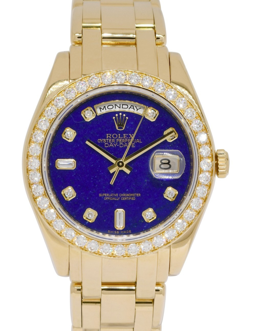 Rolex Masterpiece 18k Yellow Gold Lapis Lazuli Diamond 39mm Watch B/P Z 18948