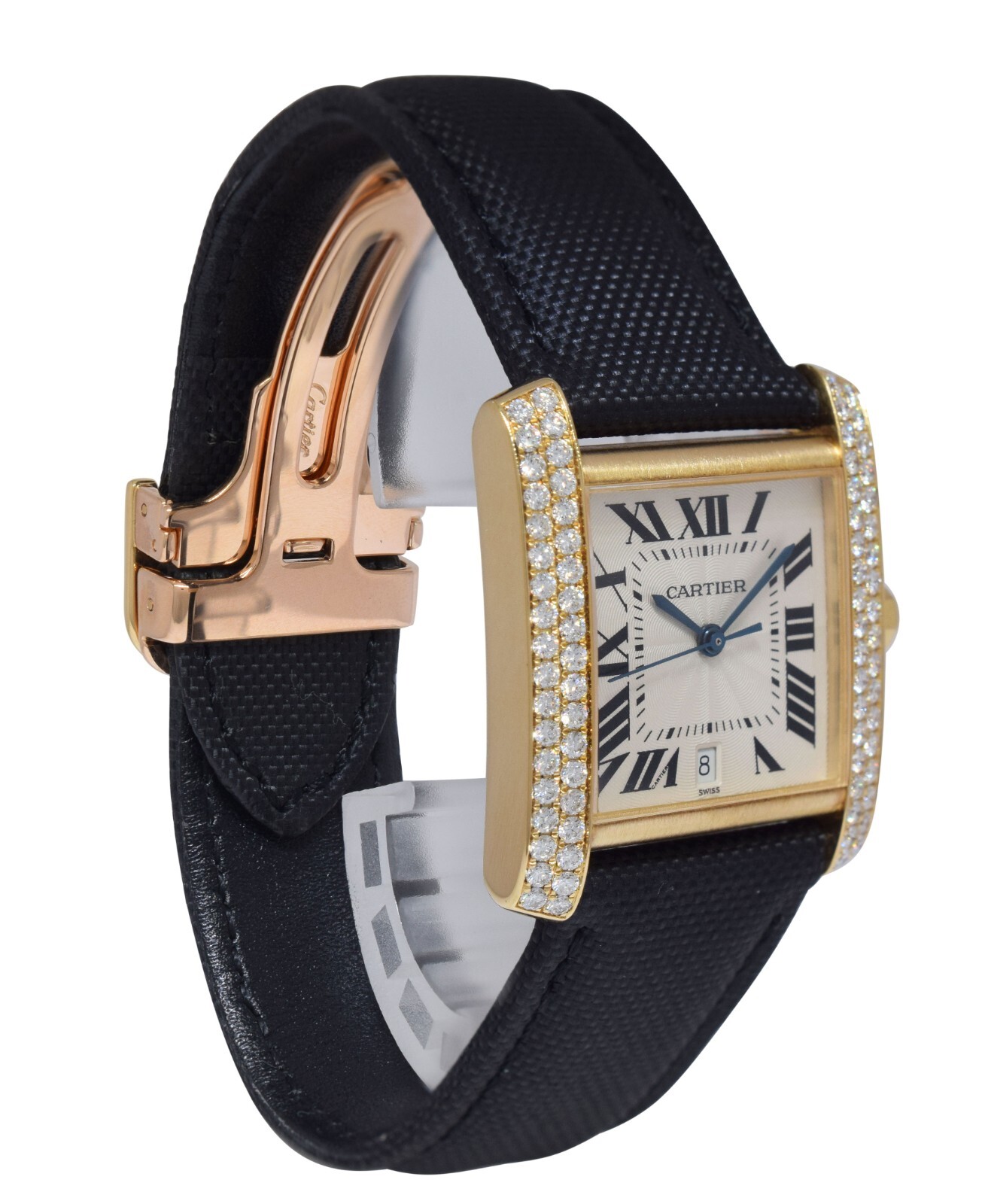 Cartier Tank Francaise Large 18k Yellow Gold Diamond Watch 1840 WE101051