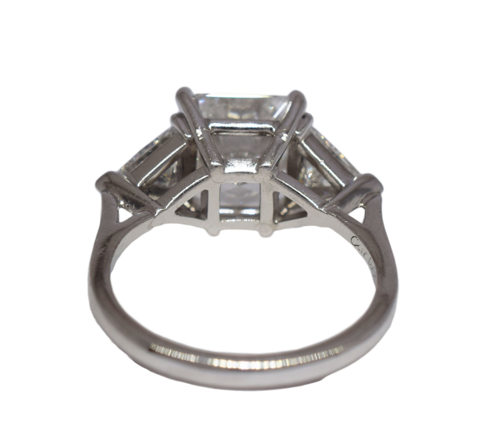 Cartier 3.40 ct Radiant-Cut Diamond Three-Stone Engagement Ring S. 6.5 +GIA