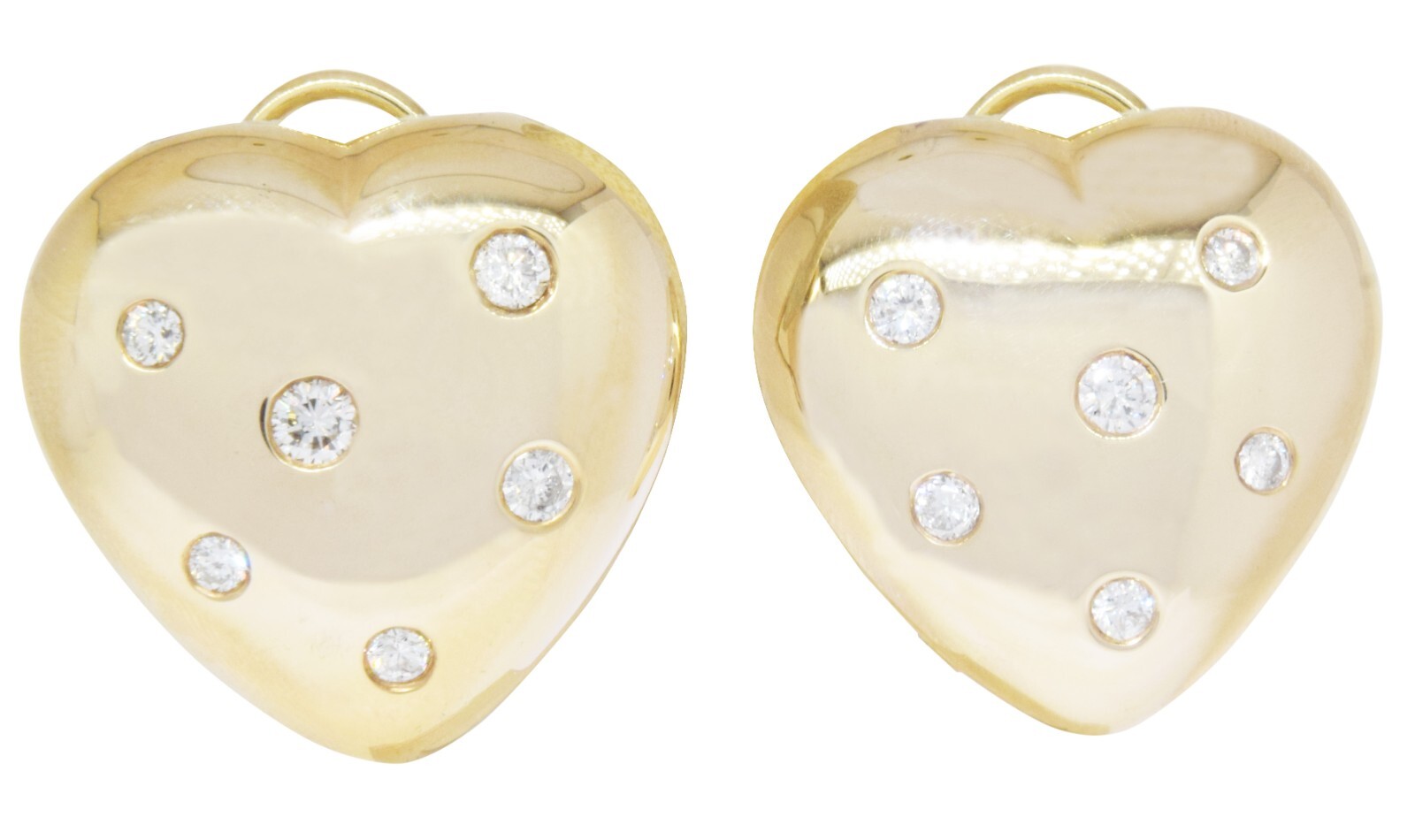 Heart-Shaped 14k Yellow Gold & Diamond Clip-On Earrings