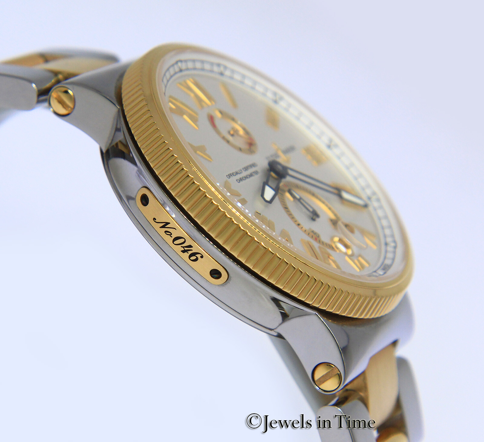Ulysse Nardin Marine Chronometer 18k Rose Gold/Steel Mens 45mm Watch 1185-122