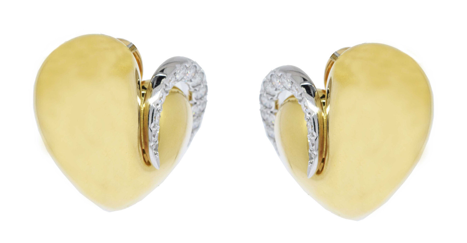 Diana Vincent 18k Yellow Gold & Platinum 1.30ct Diamond Heart Earrings