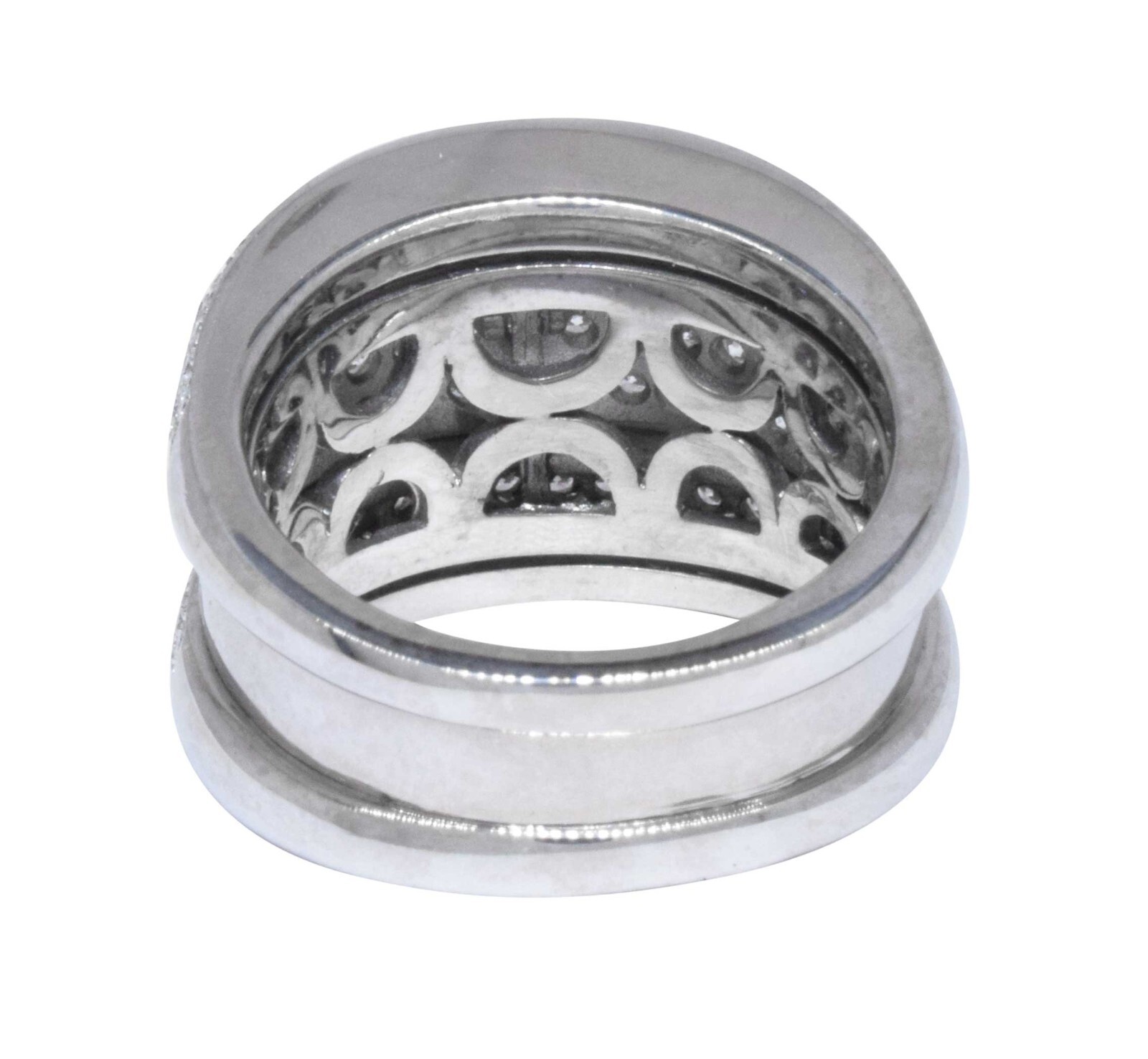 Chopard La Strada 18k White Gold Pave Diamond Ladies Ring Size 7 +Box 82/8478