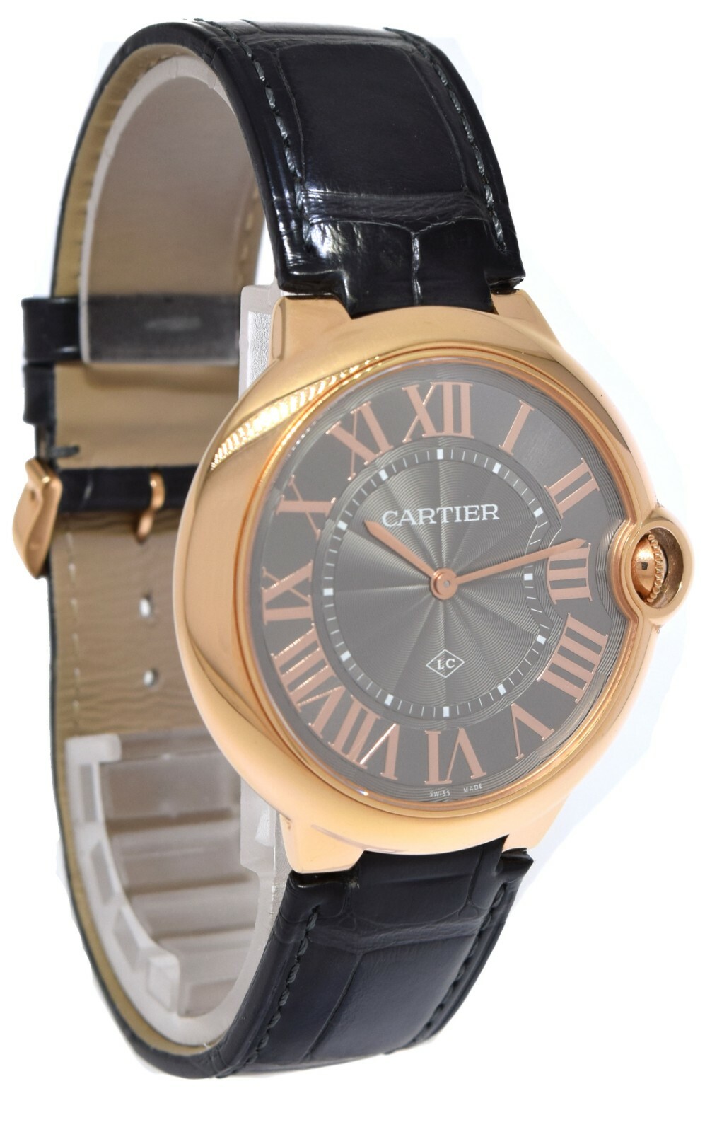 Cartier Ballon Bleu 40mm 18k Rose Gold "LC" Gray Dial Manual Watch B/P WGB0020