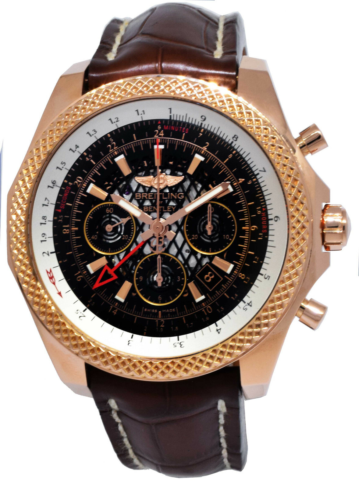Breitling Bentley B04 GMT 18k Rose Gold Skeleton Mens 49mm Watch +Box RB0431