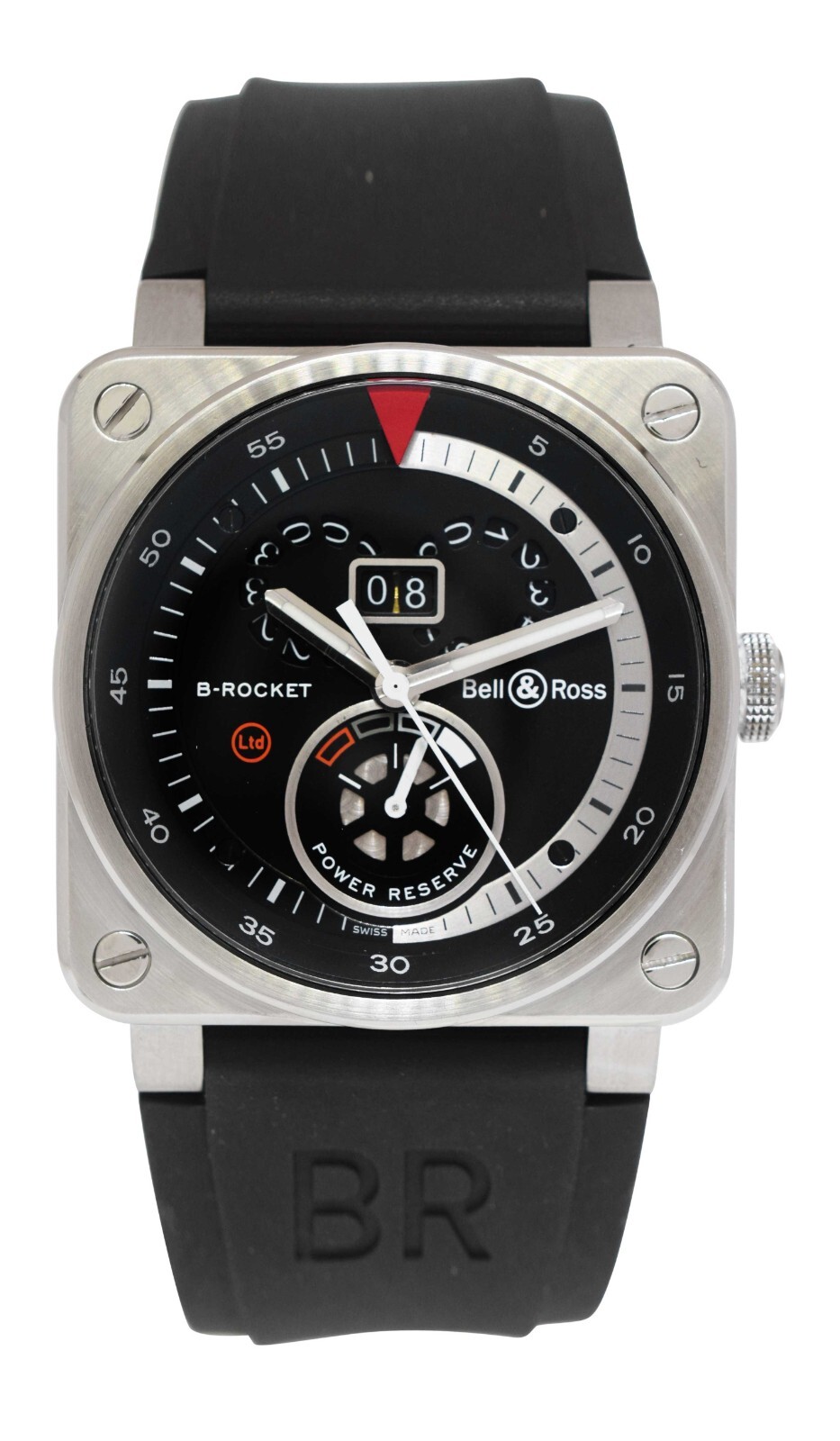 Bell & Ross BR 03-90 B-Rocket Steel Power Reserve Mens 42mm Watch B/P BR0390