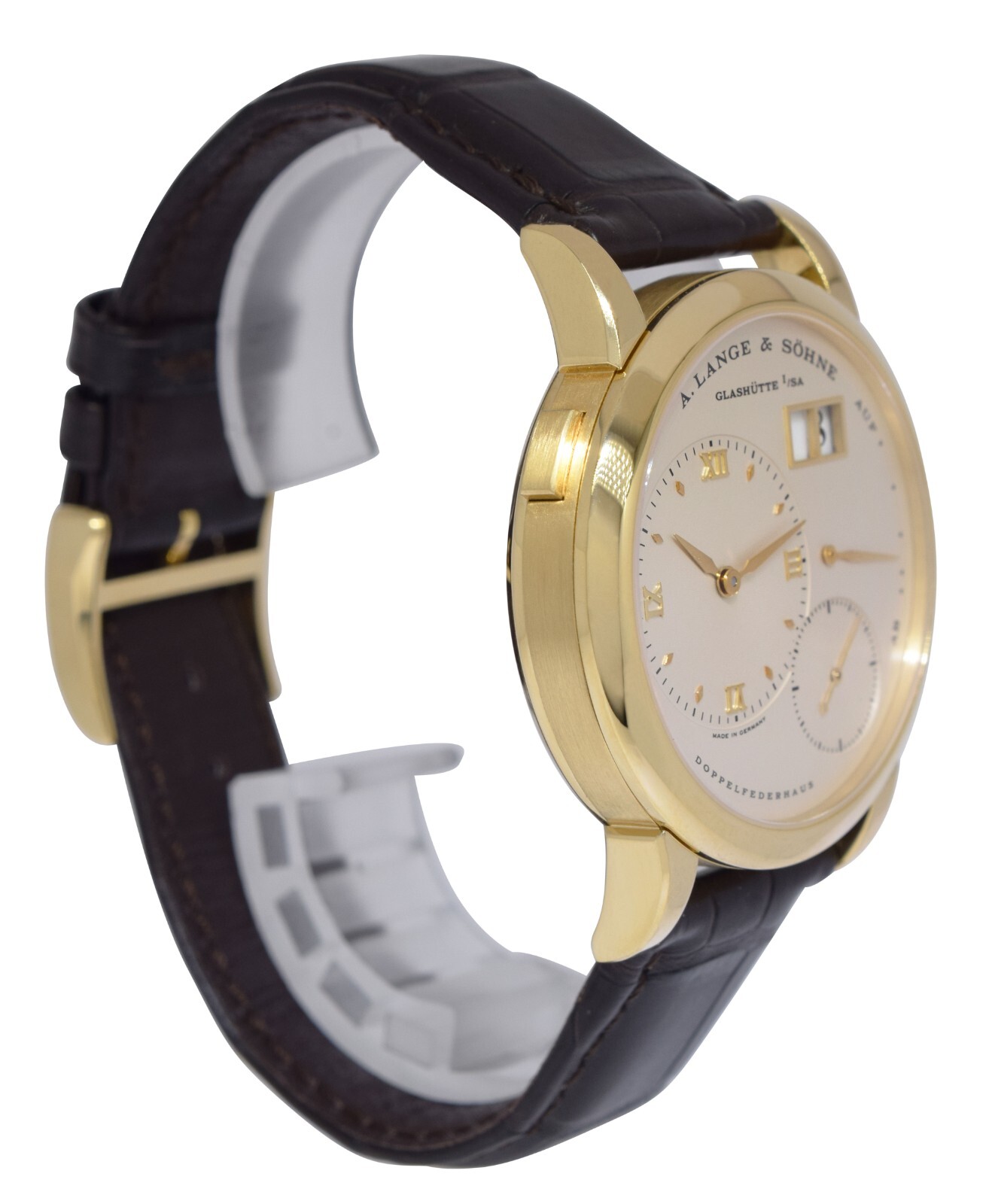 A. Lange & Sohne Lange 1 Yellow Gold Silver Ivory Dial 38.5mm Watch 101.021