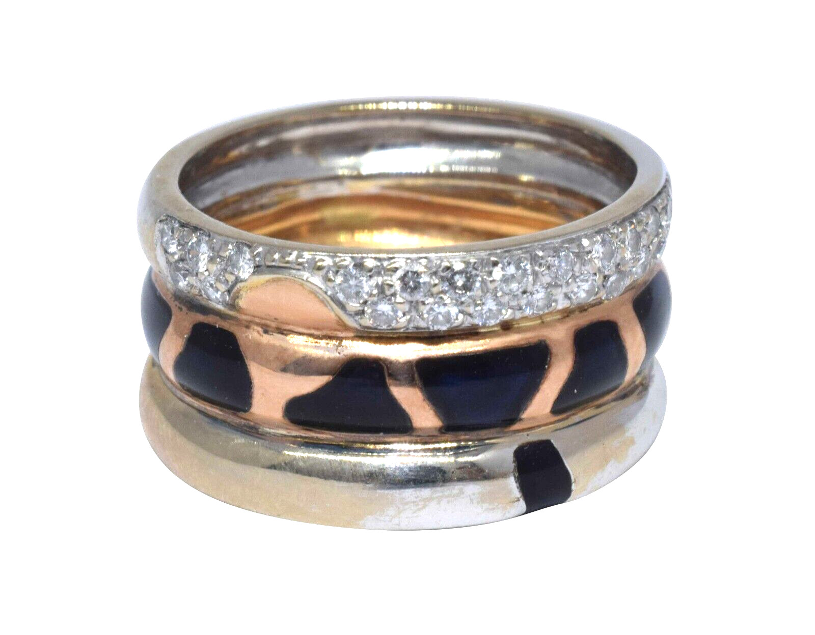 Nouvelle Bague Ladies 18k White & Rose Diamond & Enamel Ring 5.5 Nouvelle Bague Ladies 18k White & Rose Diamond & Enamel Ring 5.5