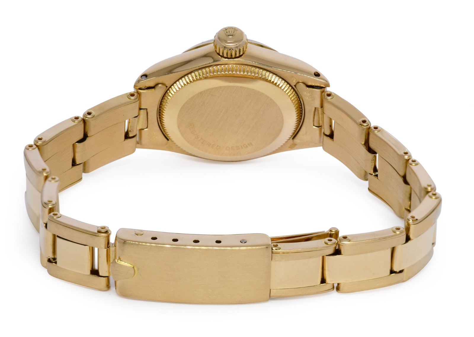 Rolex Oyster Perpetual No Date 18k Yellow Gold Rivet Ladies 24mm Watch '79 6719