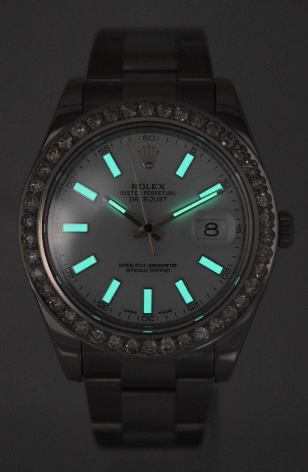 Rolex Datejust II Steel White Dial & Diamond Bezel 41mm Watch 116300