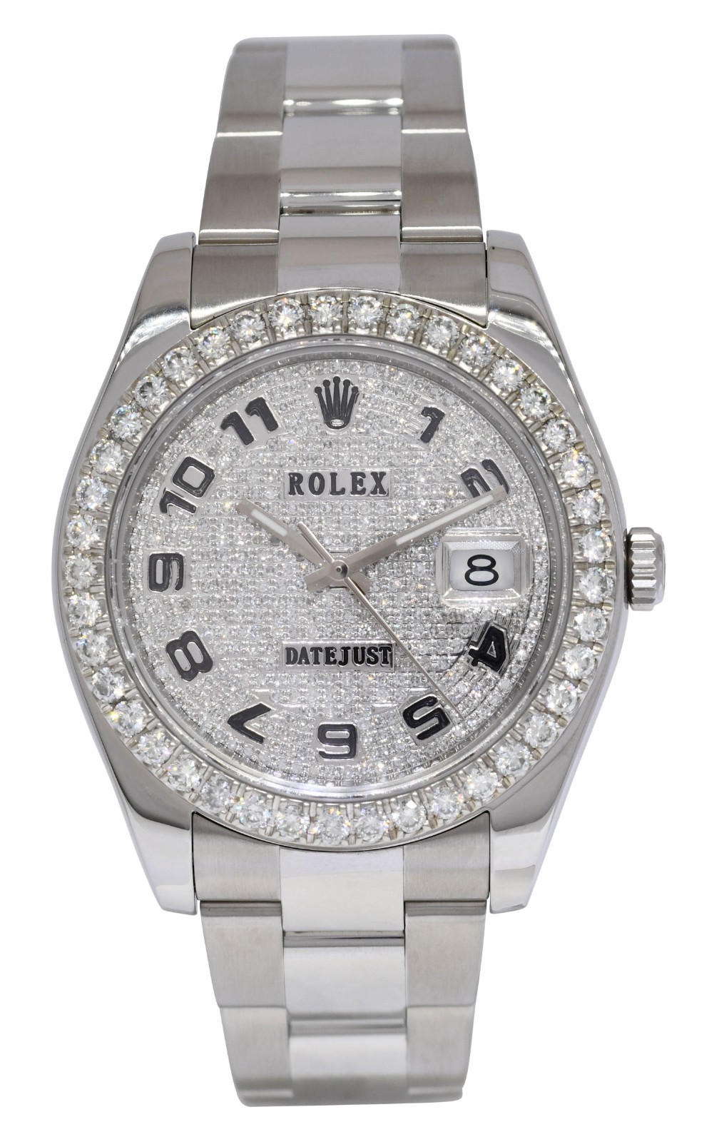 Rolex Datejust II Steel Pave Diamond Dial/Bezel Arabic 41mm Oyster Watch 116300