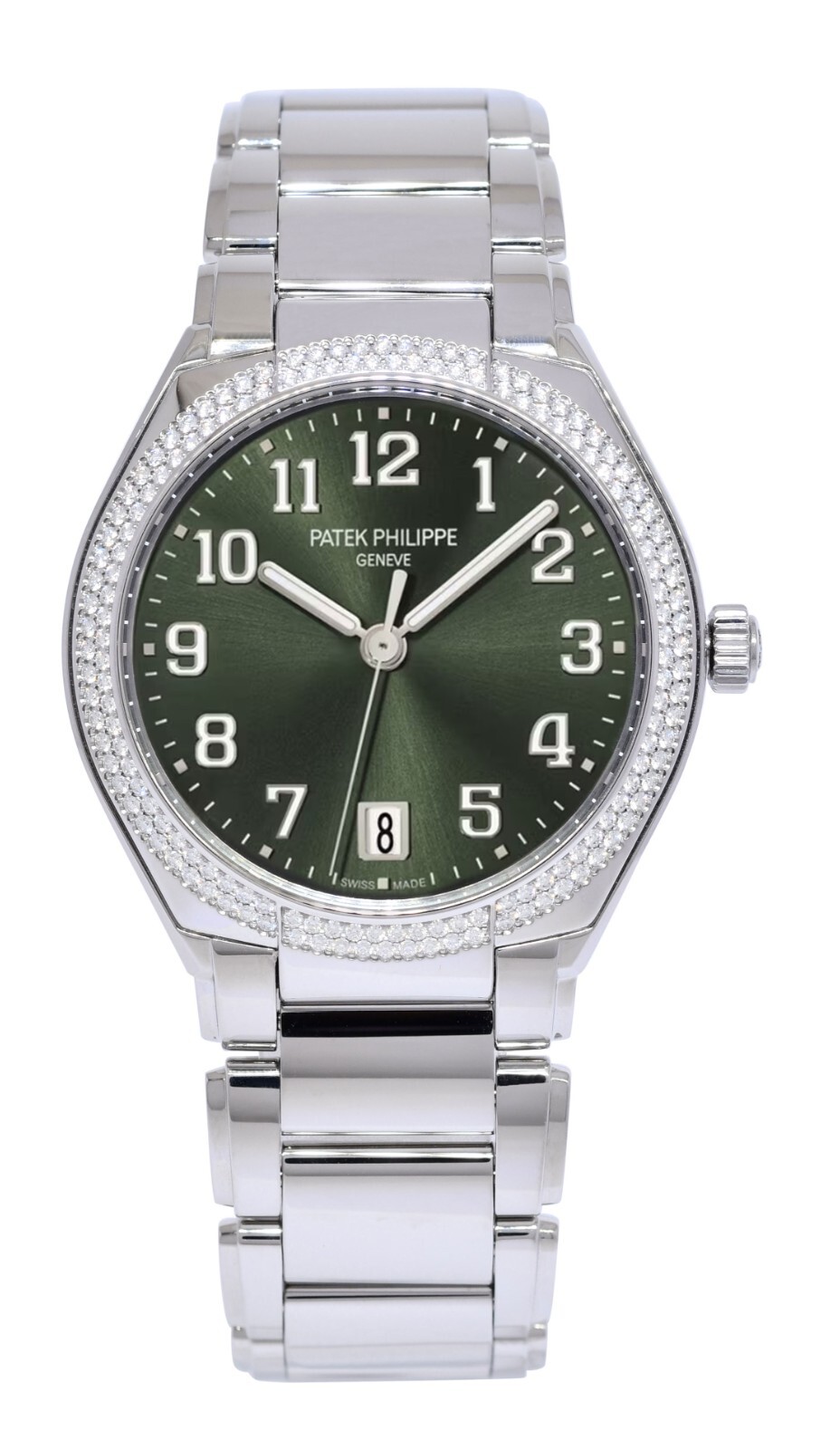 Patek Philippe Twenty~4 Steel & Diamond Olive Green Ladies Watch 7300/1200A-011