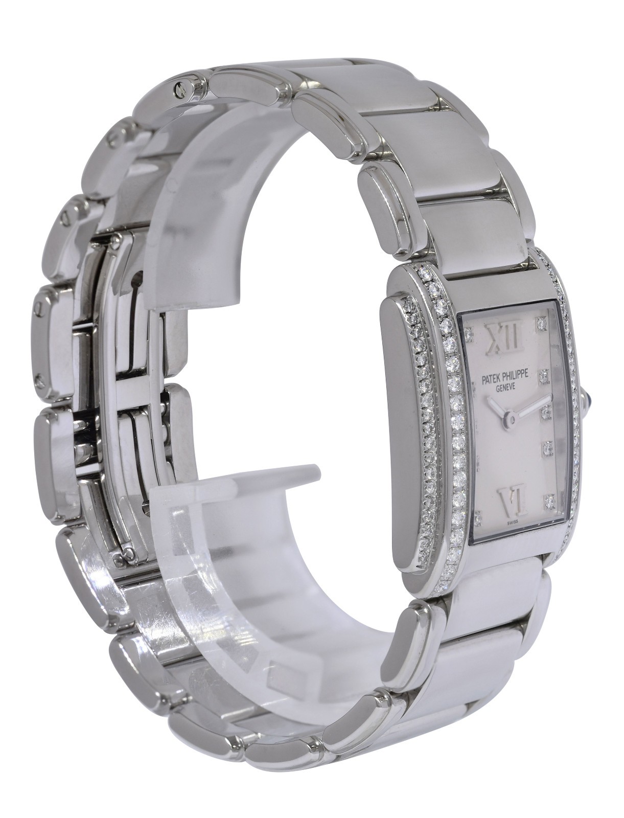 Patek Philippe Twenty~4 Steel & Double Row Diamond Timeless White Watch 24 4910