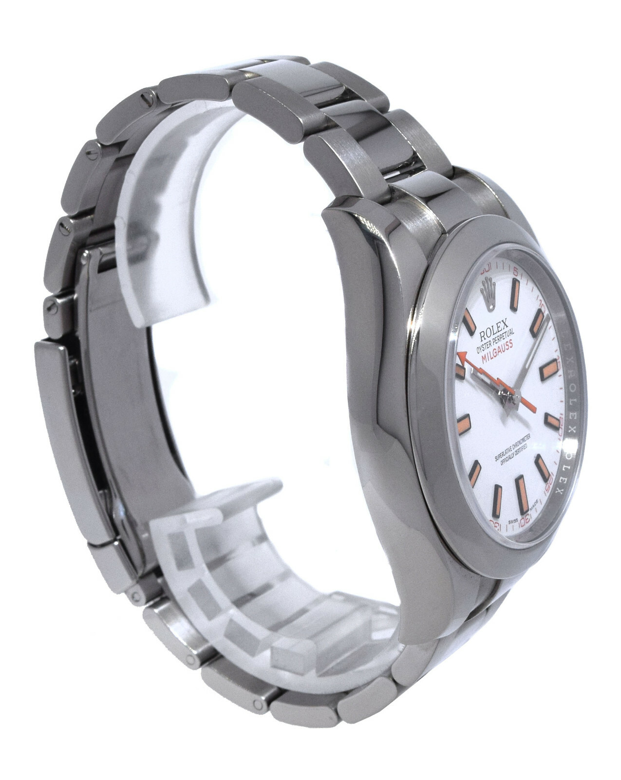Rolex Milgauss Stainless Steel White Dial Oyster Mens 40mm Watch +Card V 116400