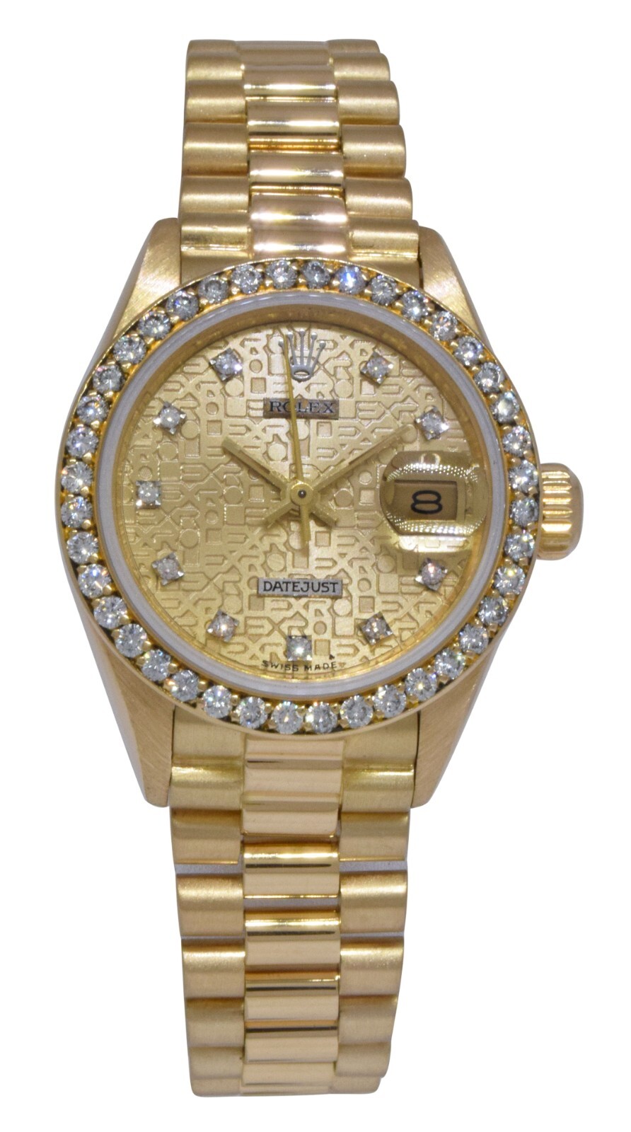 Rolex Datejust President 18k Yellow Gold Jubilee Diamond 26mm Watch '86 69138