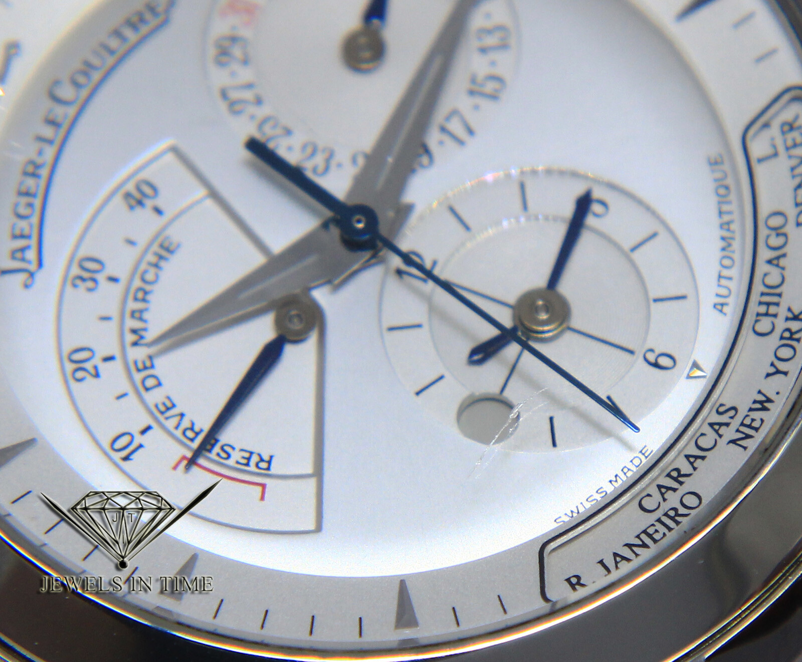 Jaeger LeCoultre Master Control Geographic Steel Mens Watch B/P 142.8.92