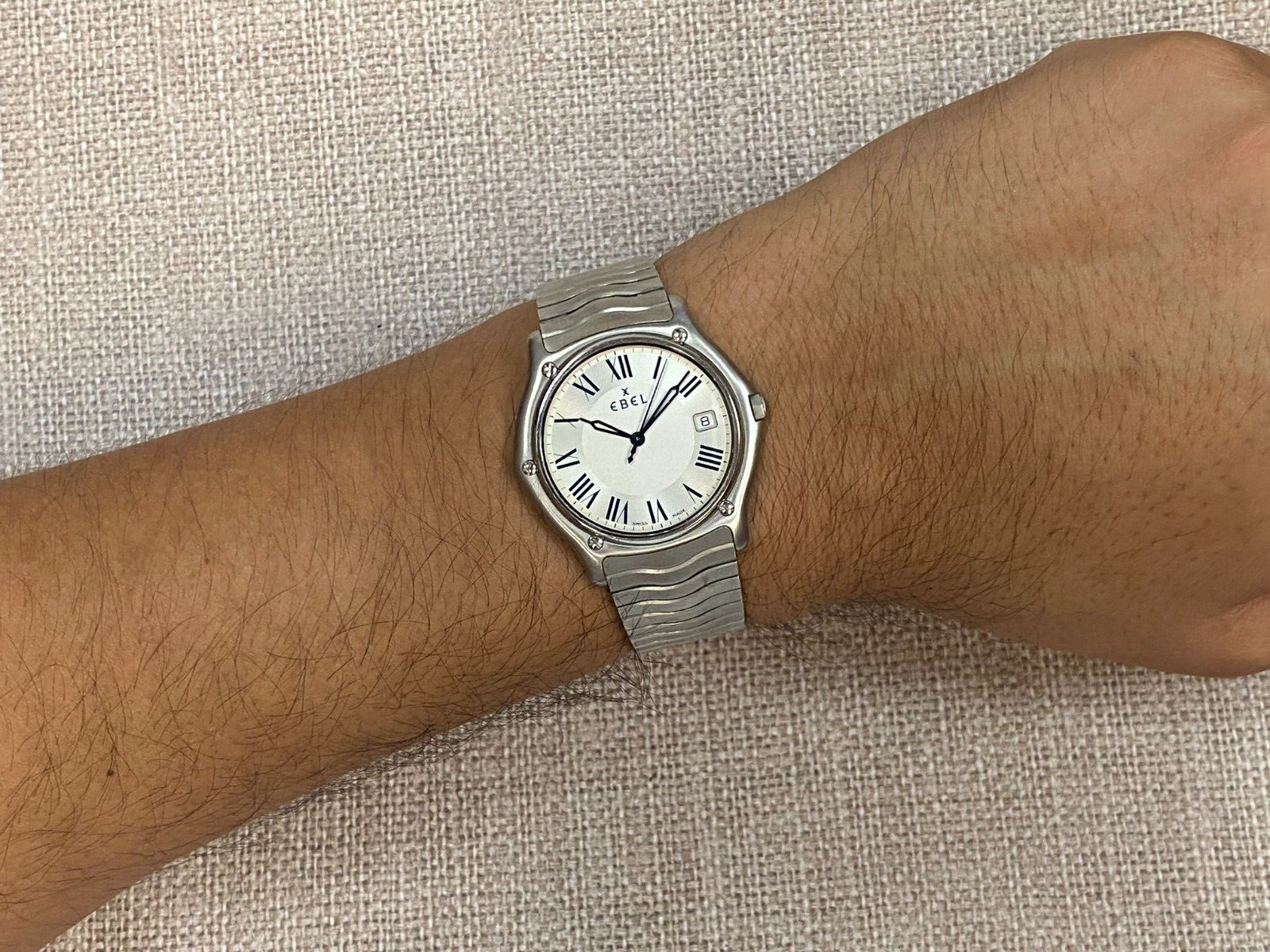 Ebel Sport Classic Wave Steel Silver Roman Dial 37mm Quartz Watch 9187151