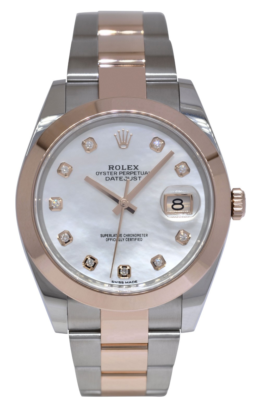Rolex Datejust 41 Steel/18k Rose Gold MOP Diamond Oyster Watch +Card '21 126301