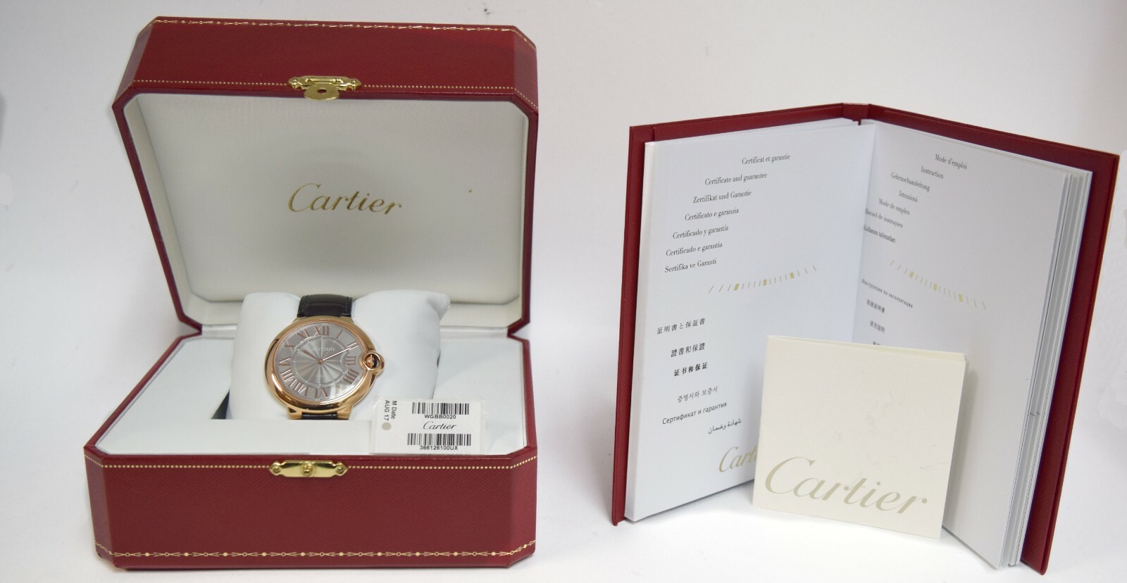 Cartier Ballon Bleu 40mm 18k Rose Gold "LC" Gray Dial Manual Watch B/P WGB0020