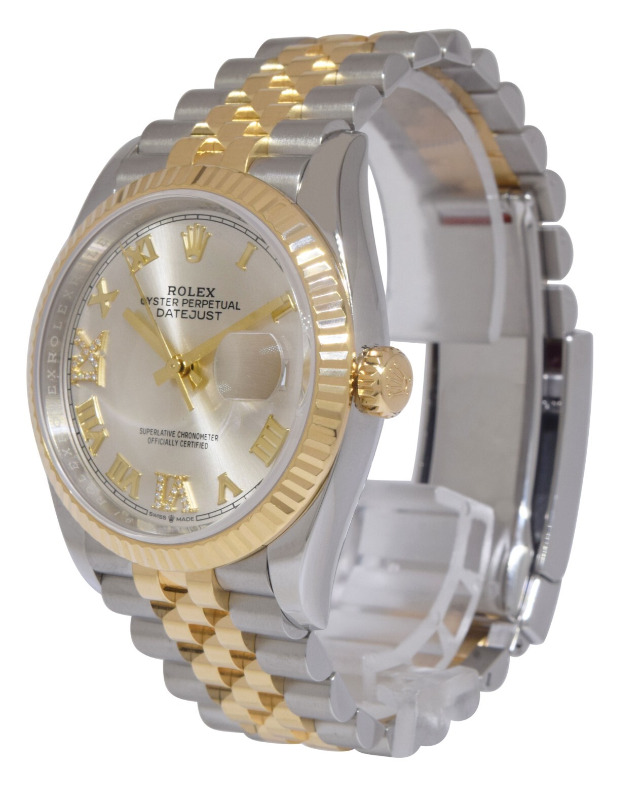 Rolex Datejust 36 18k Yellow Gold/Steel Silver Diamond 6-9 Dial Watch 126233 Rolex Datejust 36 18k Yellow Gold/Steel Silver Diamond 6-9 Dial Watch 126233