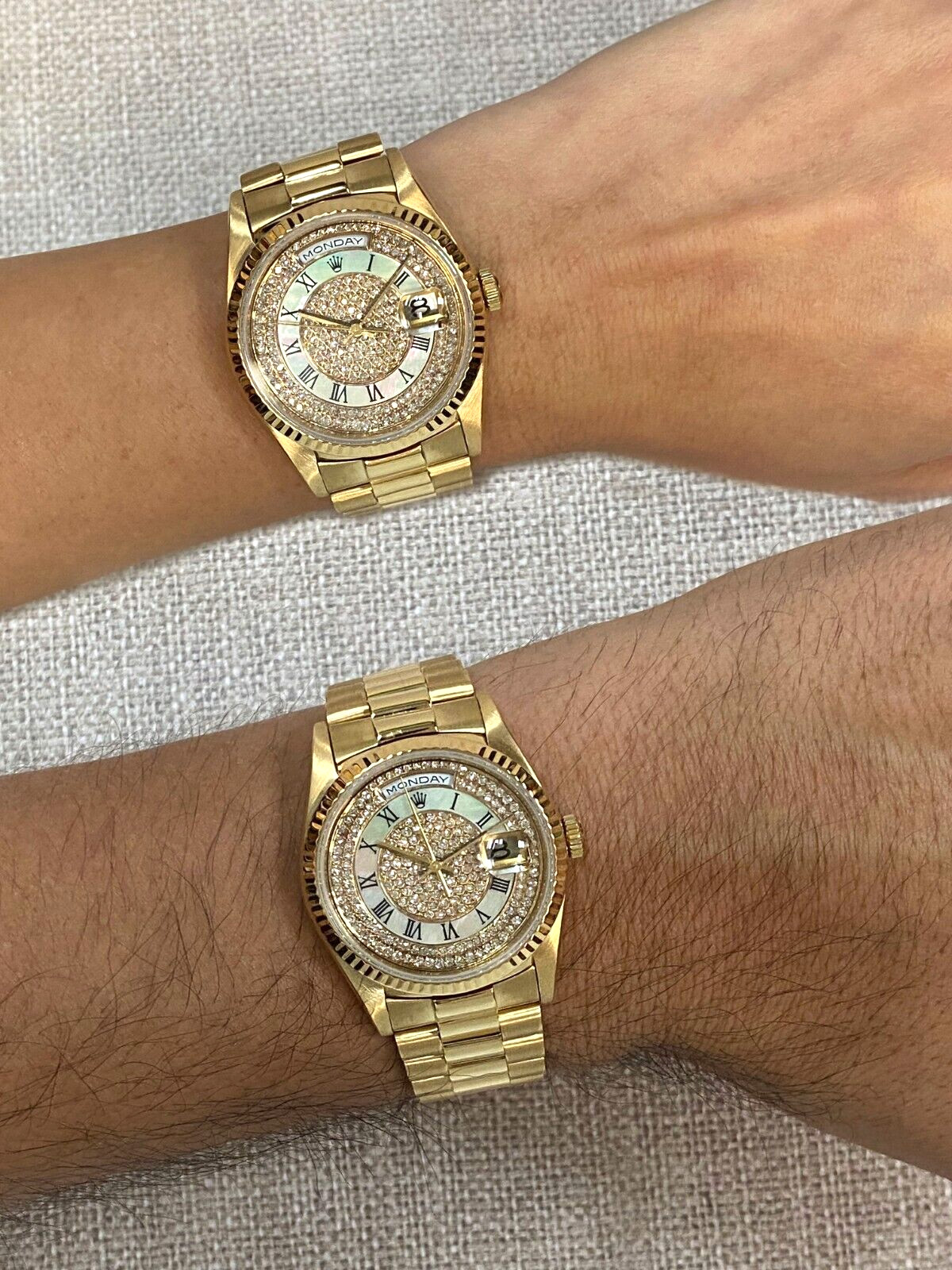 Rolex Day-Date President 18k Yellow Gold MOP Diamond Dial Watch T 18238