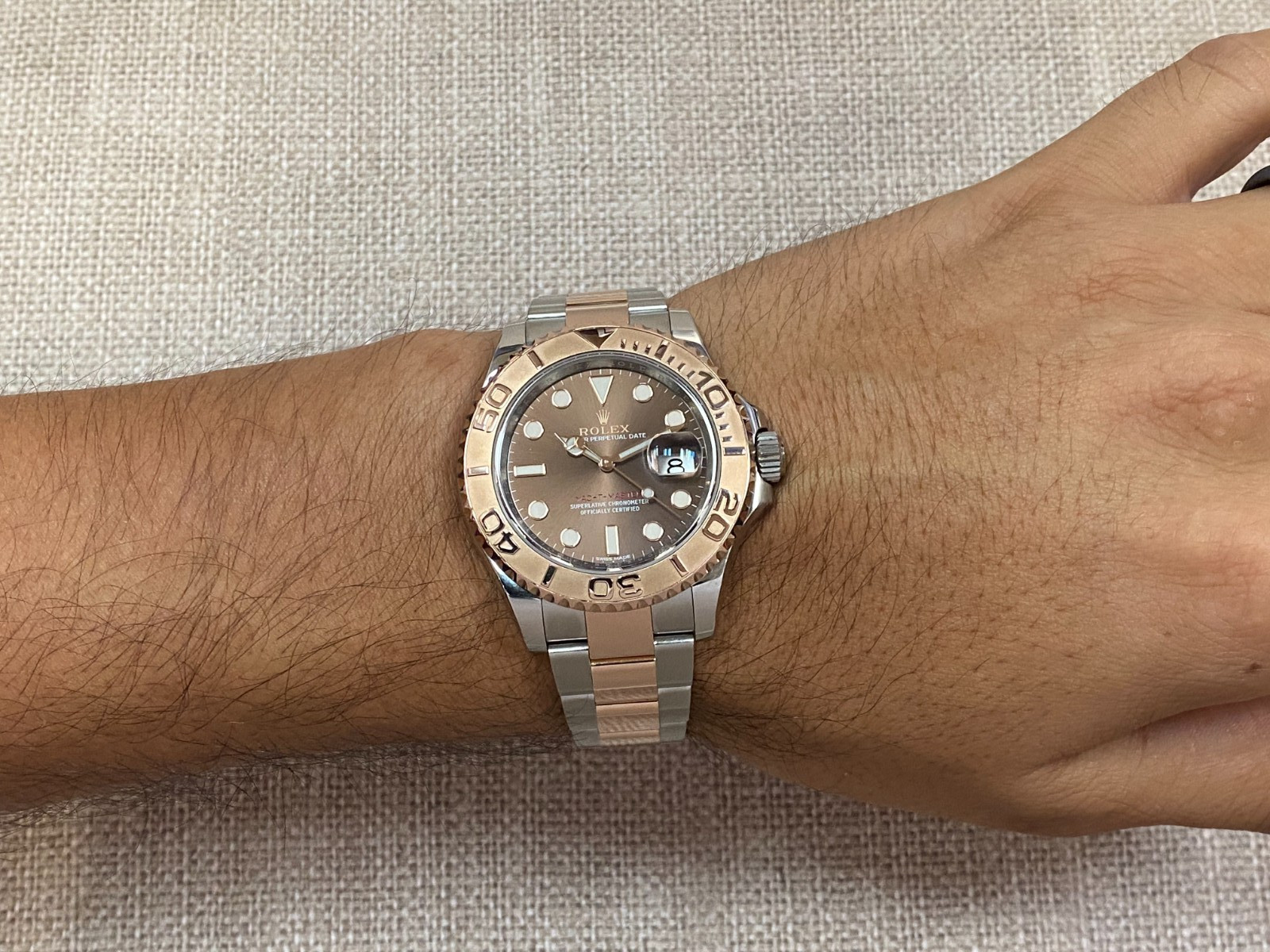 Rolex Yacht-Master 18k RG/Steel Chocolate Dial Mens 40mm Watch 116621