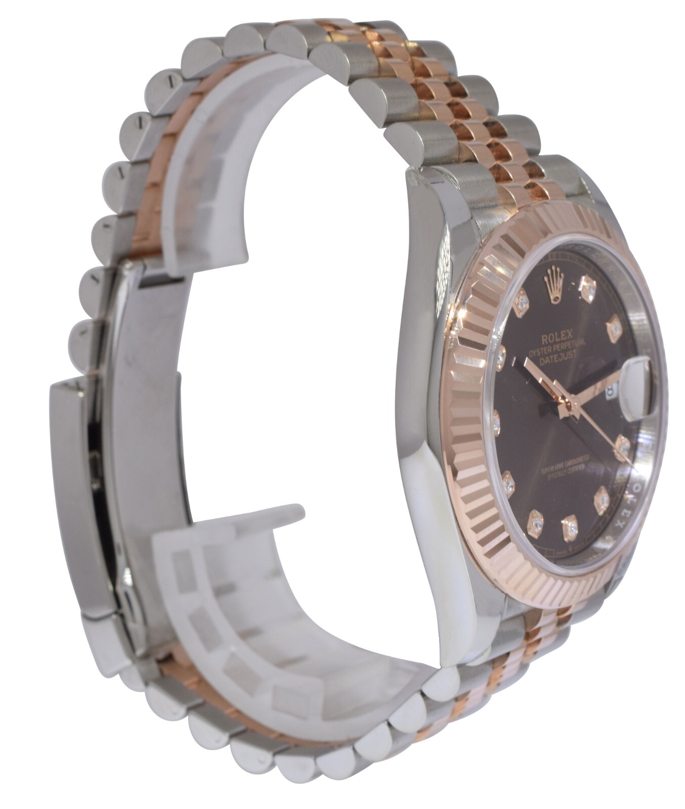 NOS Rolex Datejust 41 18k Rose Gold/Steel Chocolate Diamond Watch B/P '24 126331