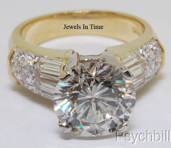 4.13 CT Round Brilliant Diamond Ring 18K Yellow Gold GIA 6.5