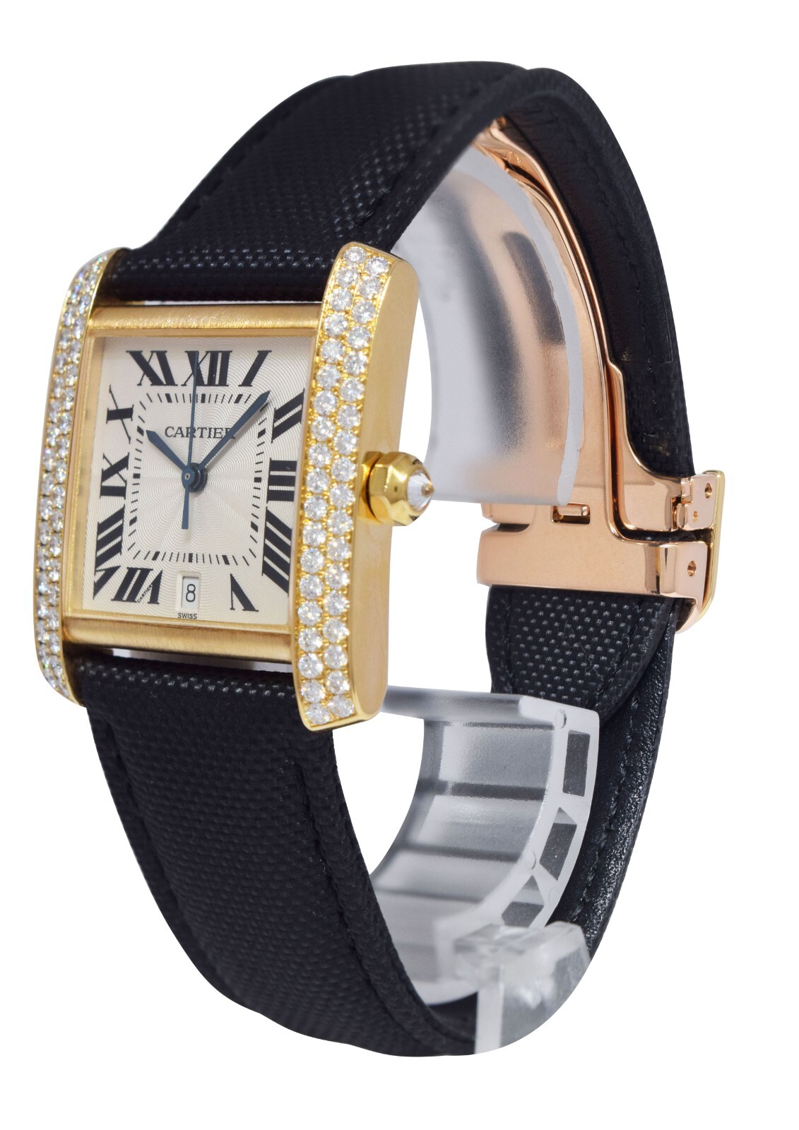 Cartier Tank Francaise Large 18k Yellow Gold Diamond Watch 1840 WE101051