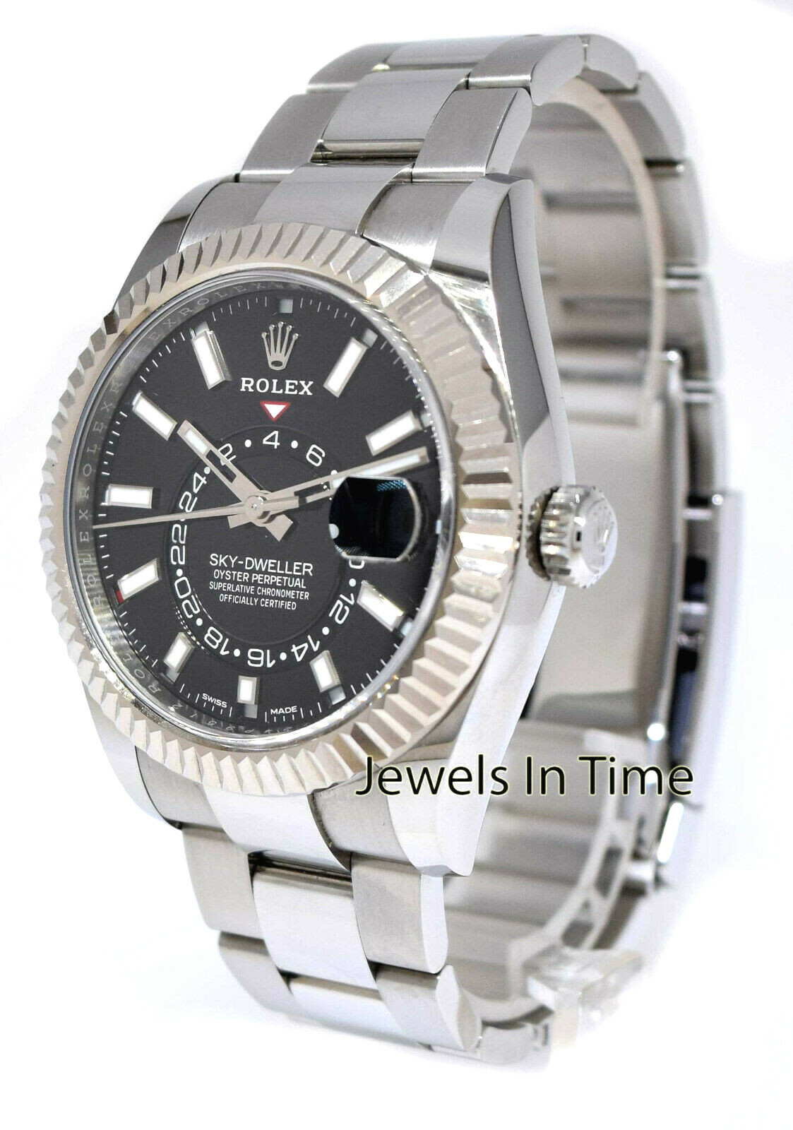 Rolex Sky-Dweller 18k Gold & Steel Black Dial 42mm Watch Box/Papers '19 326934