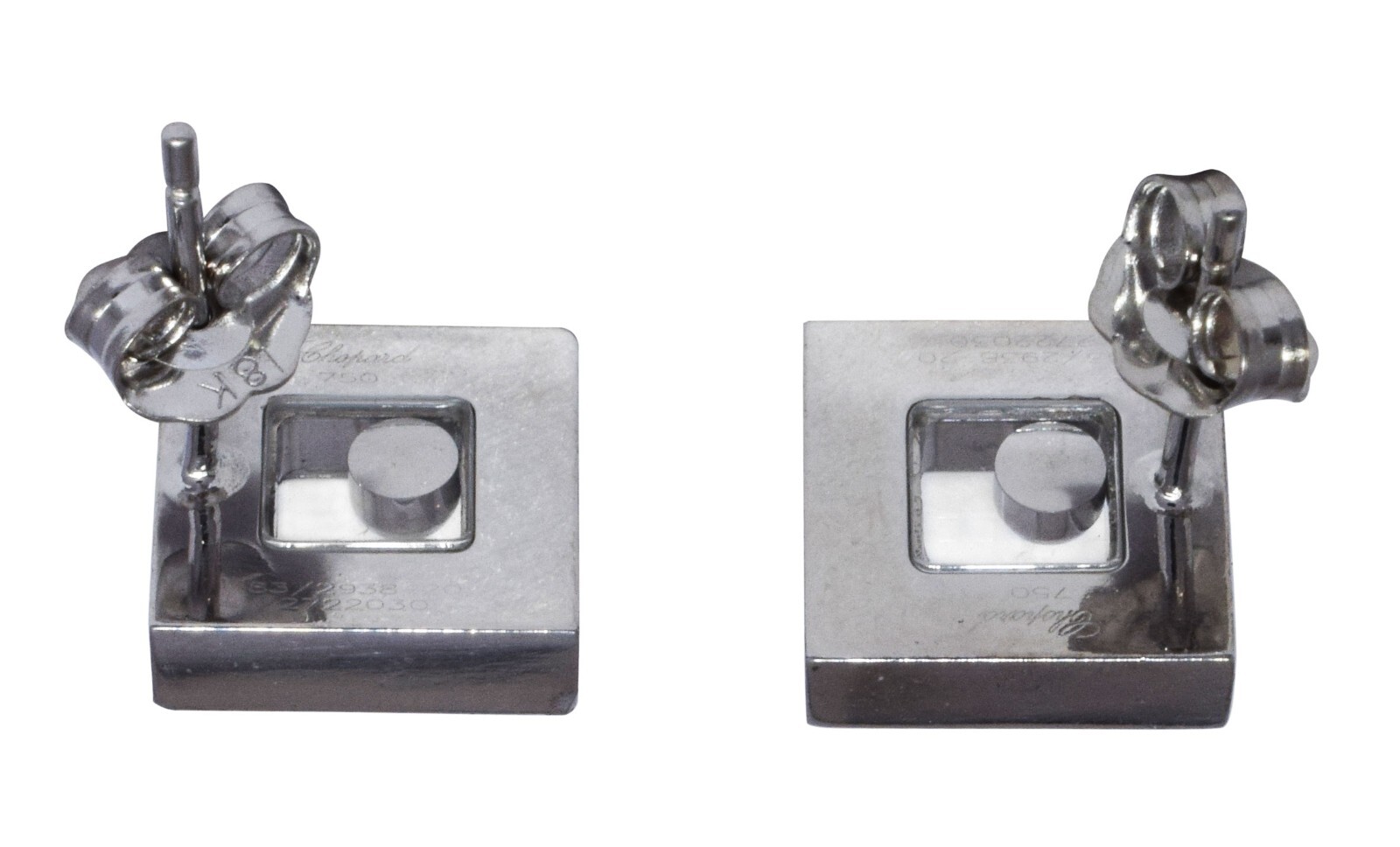 Chopard Happy Diamonds 18k White Gold Square Stud Earrings 83/2938-20