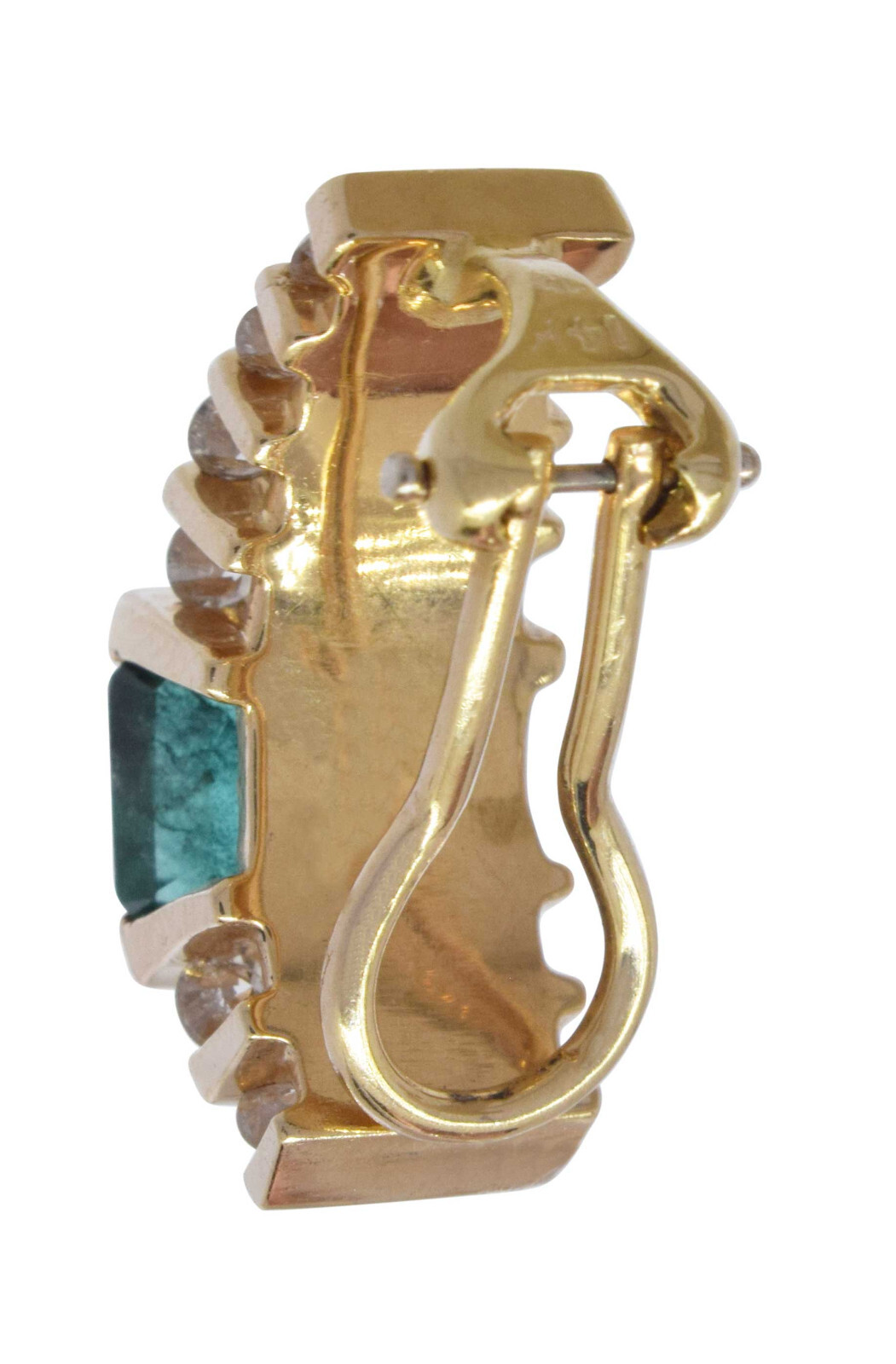 Earrings Ladies 14k Yellow Gold Diamond & Emerald