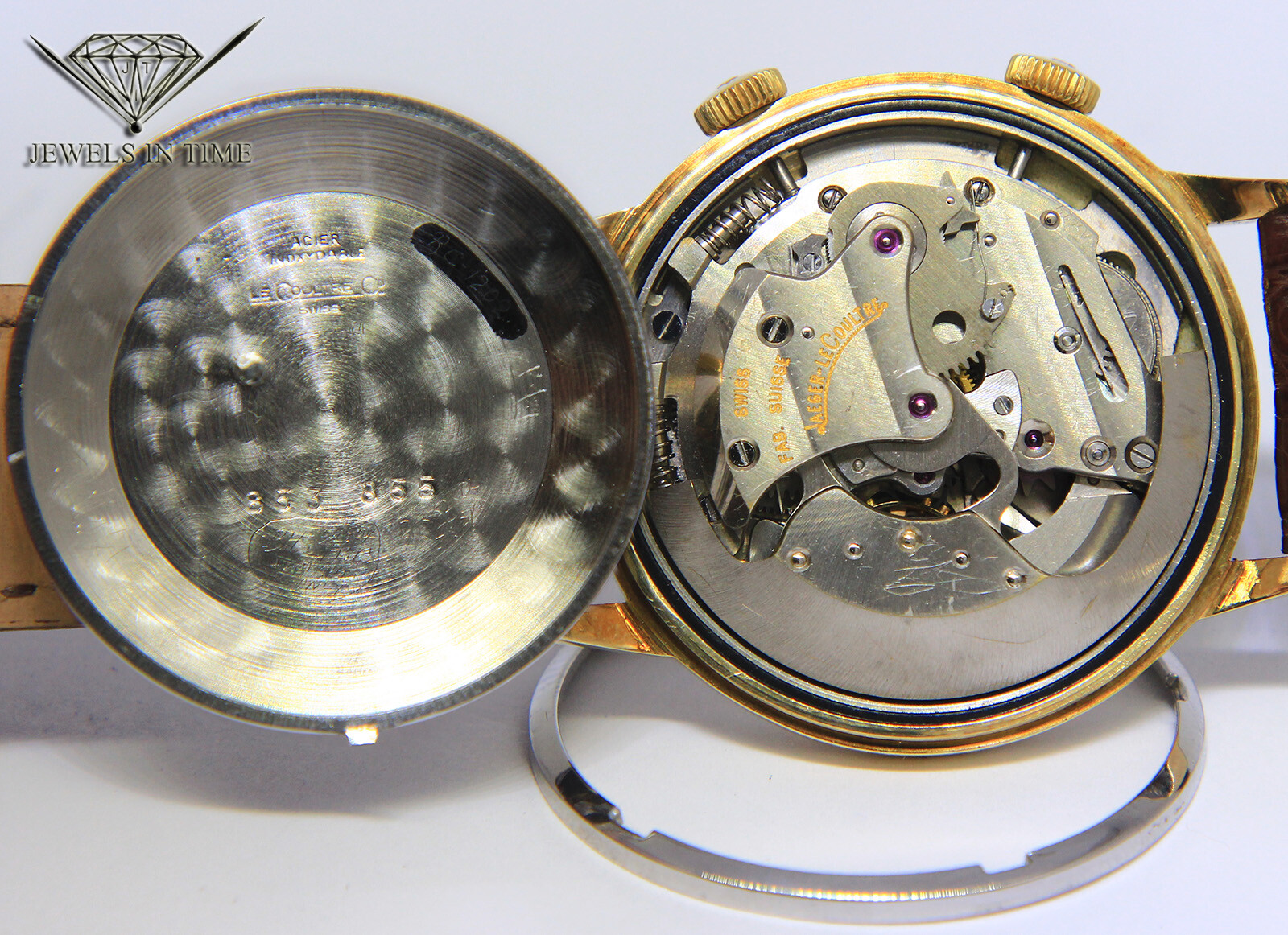Jaeger LeCoultre Memovox Alarm 18k Gold Shell Vintage Mens 37mm Automatic Watch