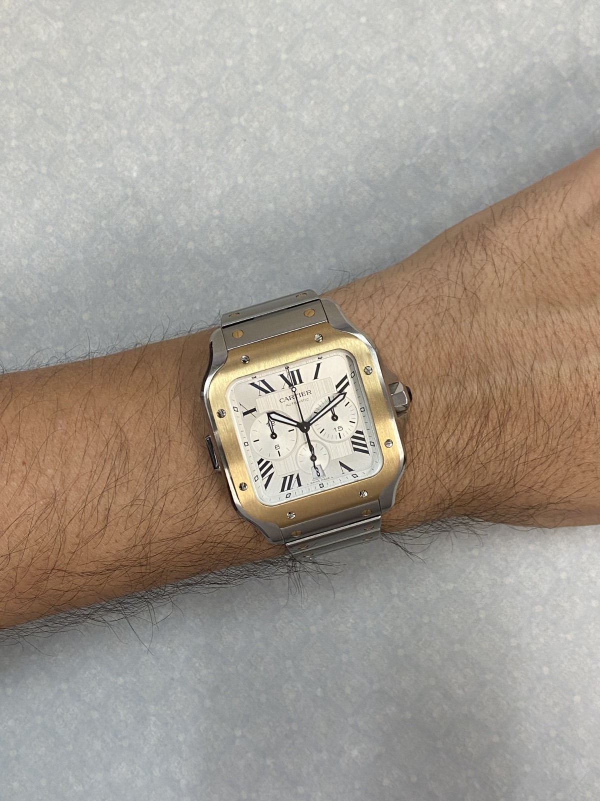 Cartier Santos XL Chronograph 18k Yellow Gold /Steel Mens Watch W2SA0008 4183