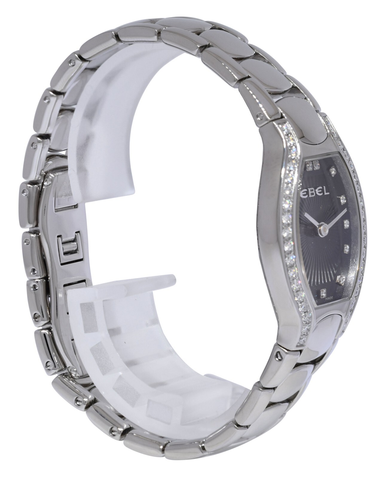 Ebel Beluga Steel Black Diamond Dial/Bezel Ladies 23mm Quartz Watch E9656G28
