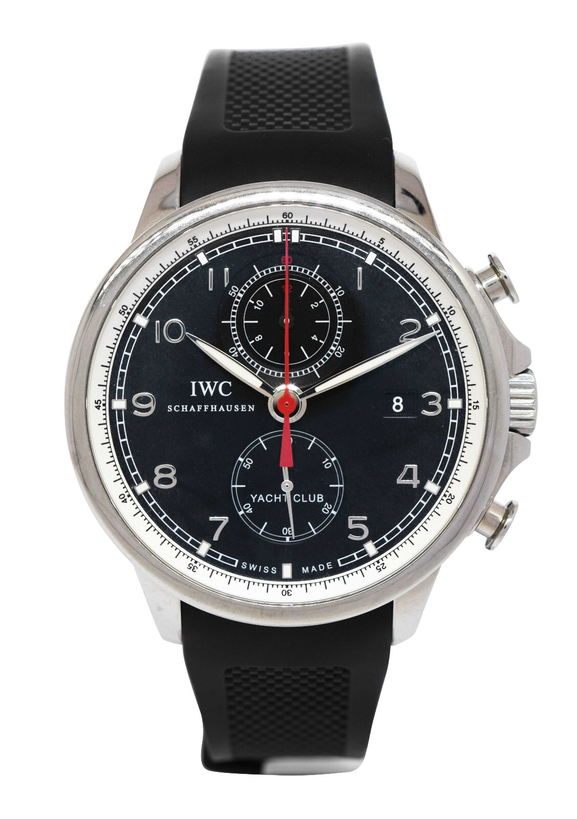 IWC  Portuguese Yacht Club Chronograph Steel Black Dial Watch Box/Papers 3902
