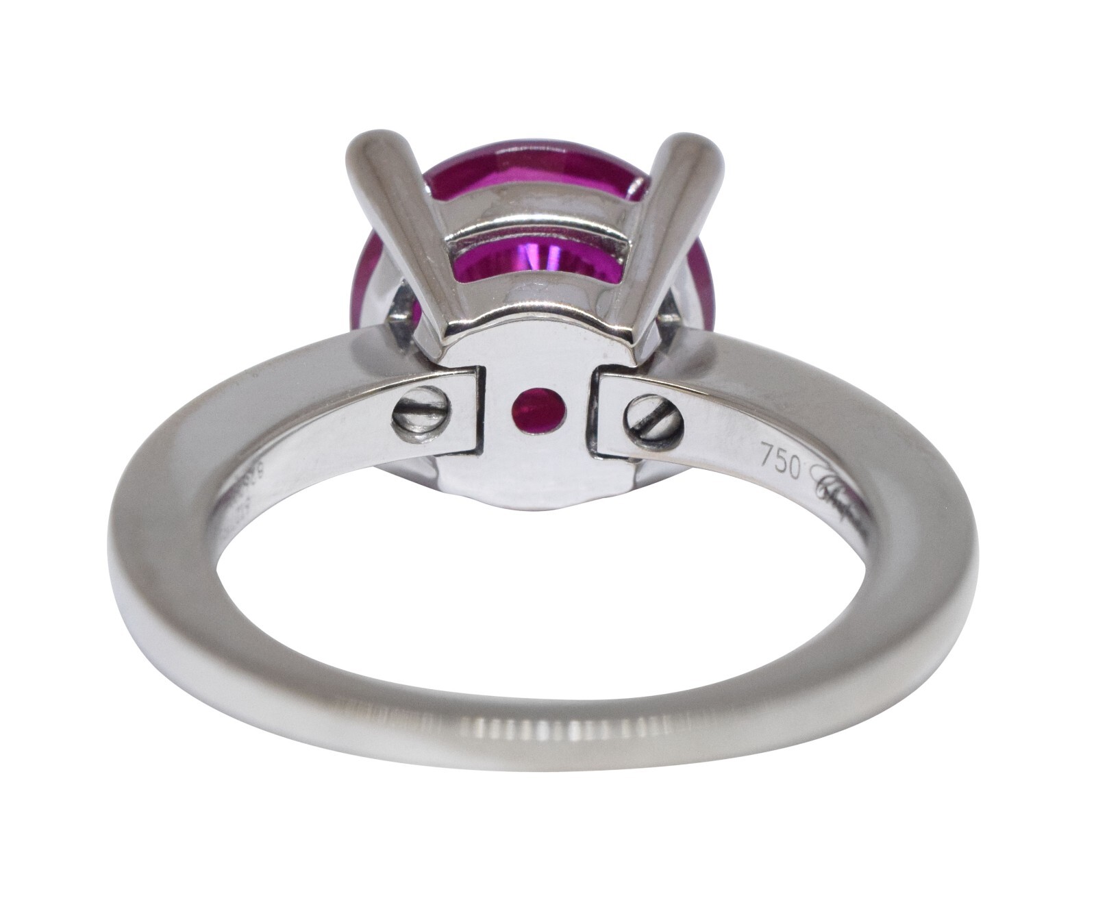 Chopard So Happy Red Stone & Diamond 18k White Gold Ring +Cert 826231-1308