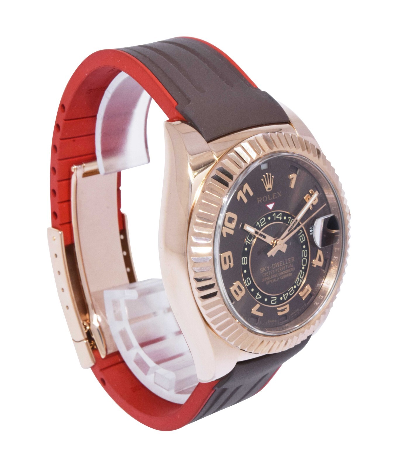Rolex Sky-Dweller 18k Rose Gold Chocolate Dial GMT Mens 42mm Watch 326135