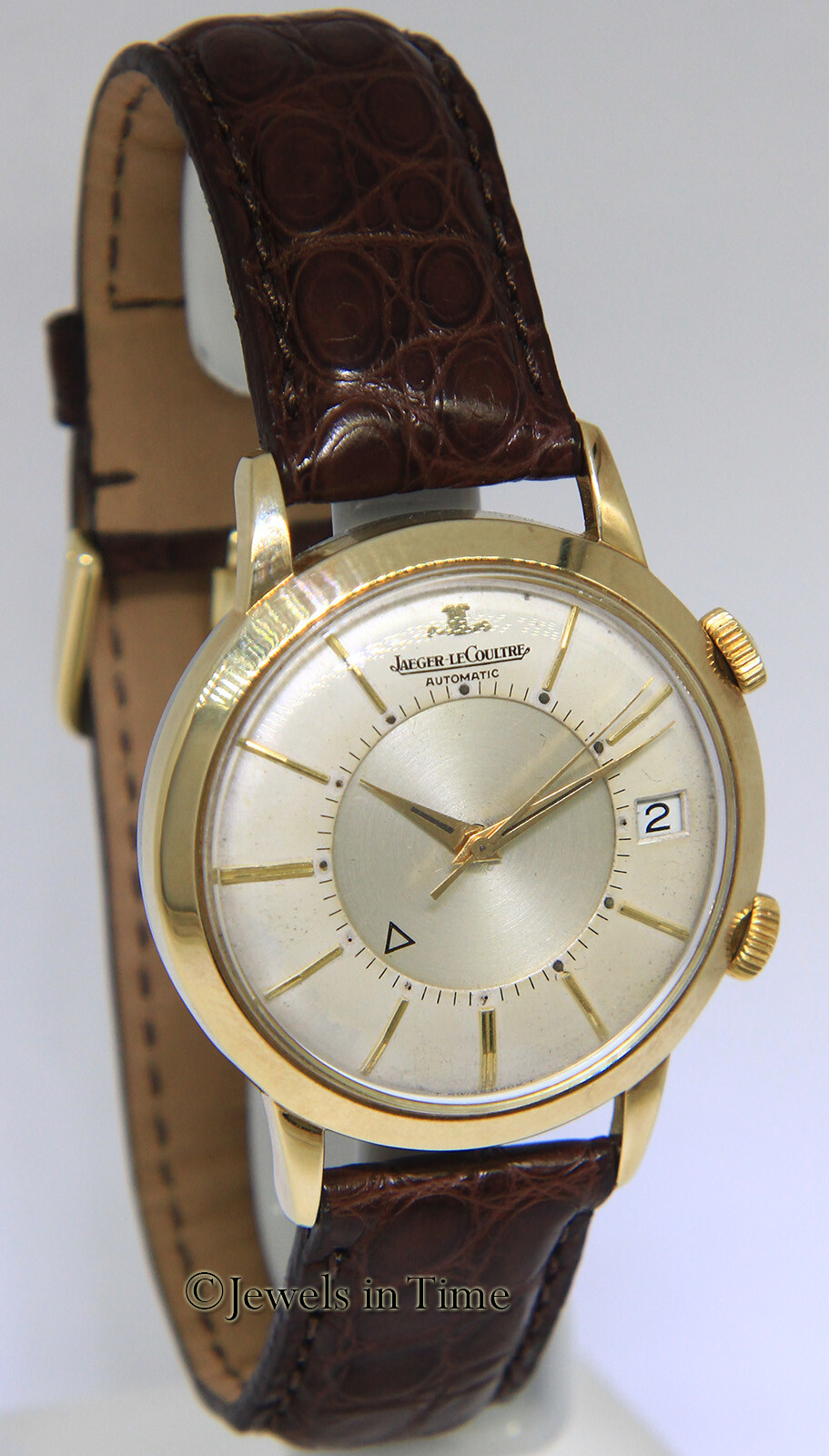Jaeger LeCoultre Memovox Alarm 18k Gold Shell Vintage Mens 37mm Automatic Watch