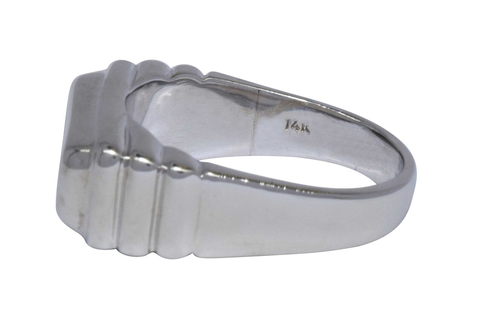 Mens Contemporary 1.00 CT Diamond Ring 14k White Gold 8