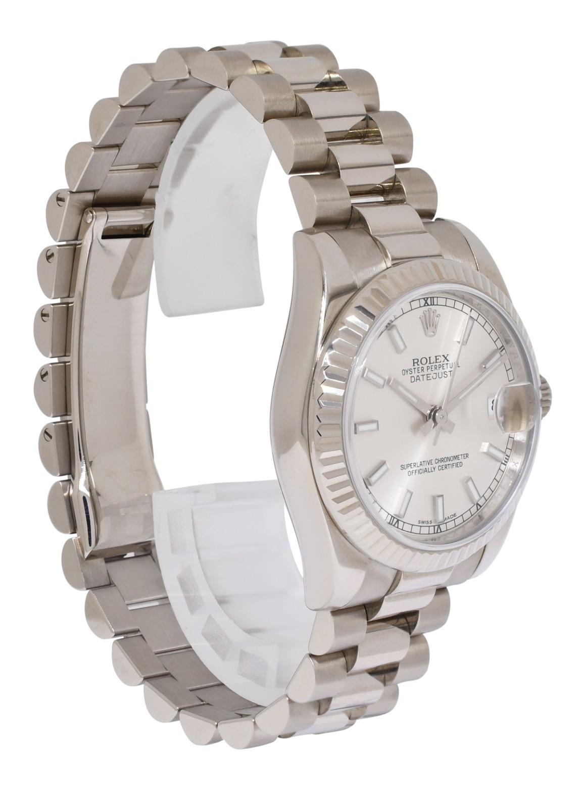 Rolex Datejust 31 President 18k White Gold Silver Dial Watch +Card '22 178279