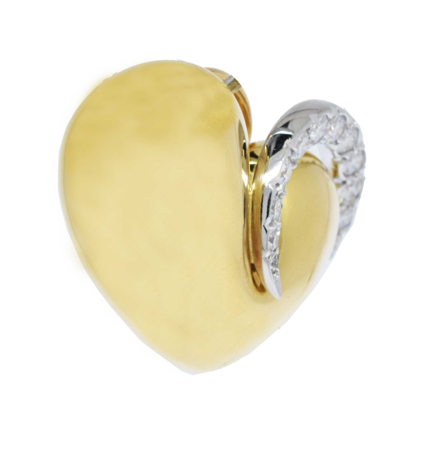 Diana Vincent 18k Yellow Gold & Platinum 1.30ct Diamond Heart Earrings