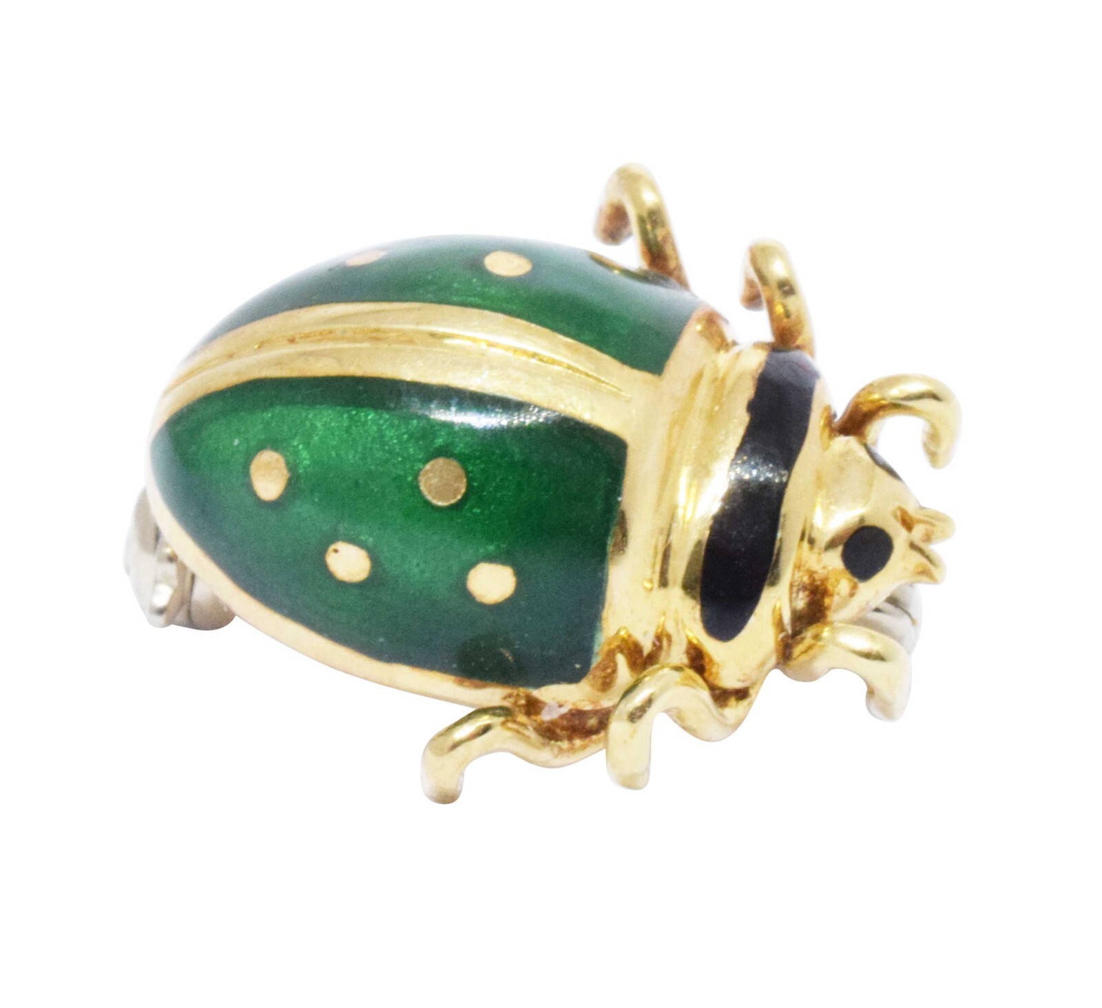Ladybug 18k Yellow Gold & Enamel Pin Set of 3 Vibrant Blue/Green/Yellow