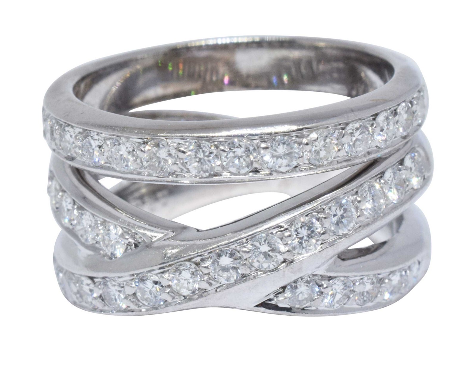 Ladies 18K White Gold Diamond Band 1.20ct  Size 6.25