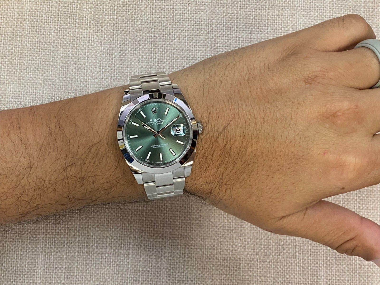 NEW Rolex Datejust 41 Steel Mint Green Dial Mens Oyster Watch B/P '25 126300