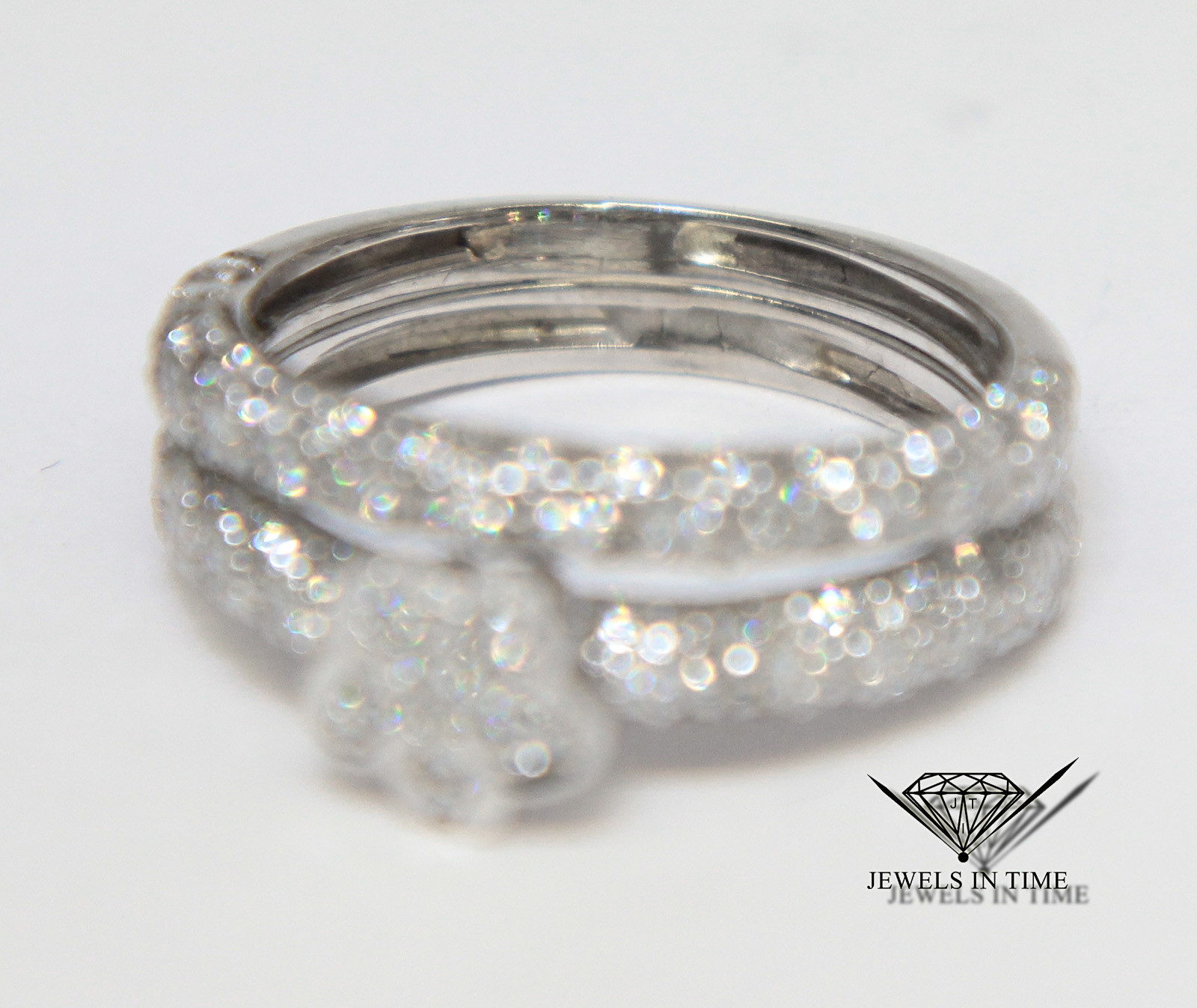 0.90 Carat Pave Diamond & 14k White Gold Ring Size 5.5