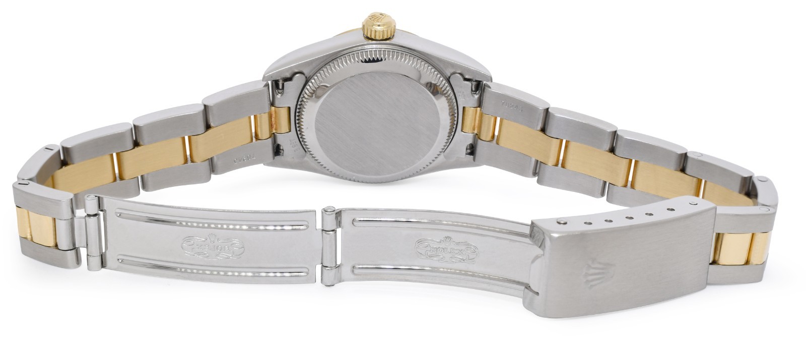 Rolex Oyster Perpetual 18k Yellow Gold/Steel Silver Dial 24mm Watch K 76183
