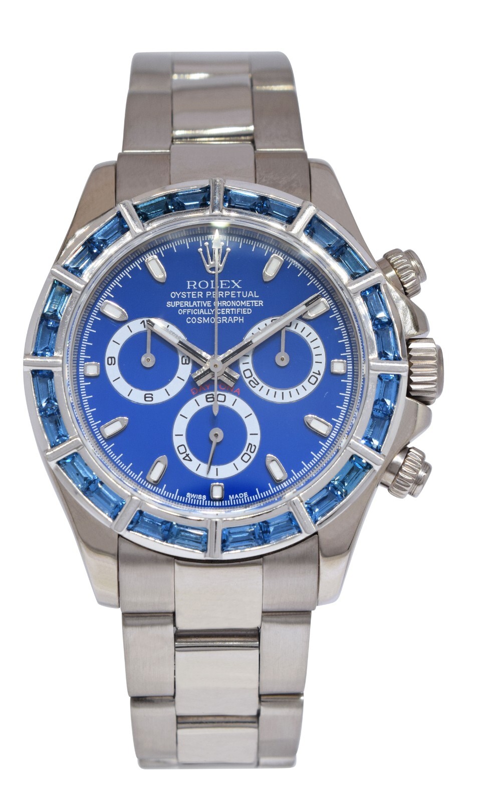 Rolex Daytona Chronograph 18k White Gold Blue Dial/Bezel 40mm Watch Z 116509