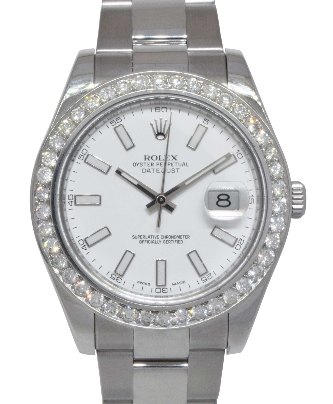 Rolex Datejust II Steel White Dial & Diamond Bezel 41mm Watch 116300 Rolex Datejust II Steel White Dial & Diamond Bezel 41mm Watch 116300