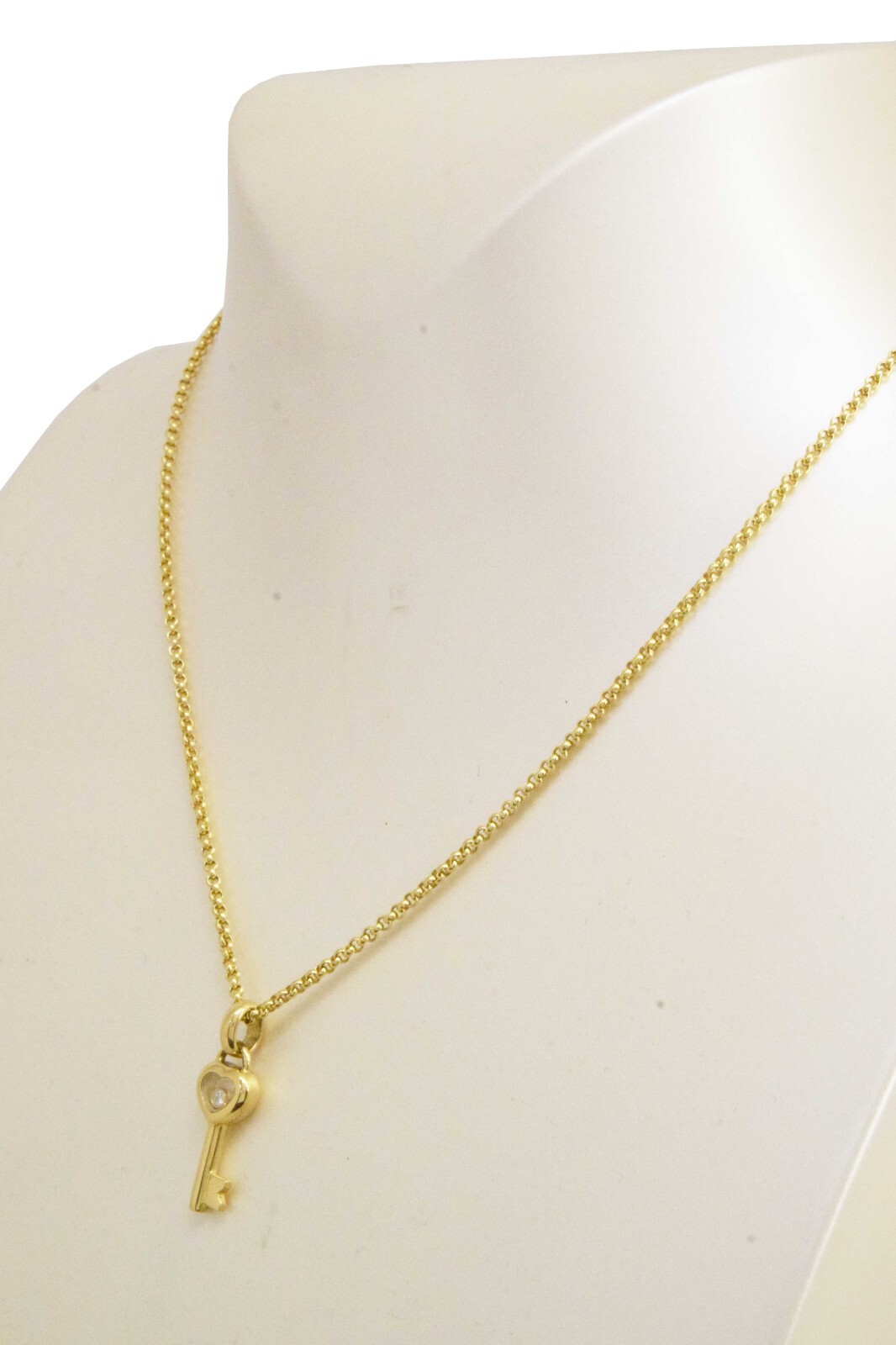 Chopard Happy Diamond Key Pendant 18k Yellow Gold 2mm Chain Necklace 16''